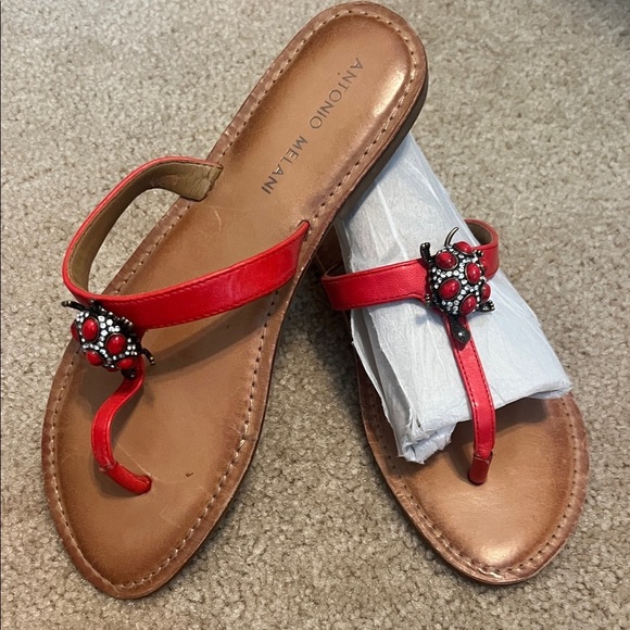 Antonio Melani Red turtle Sandals 8M - Picture 1 of 9